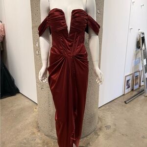 Elegant Off-Shoulder Bronze/Sienna  Dress